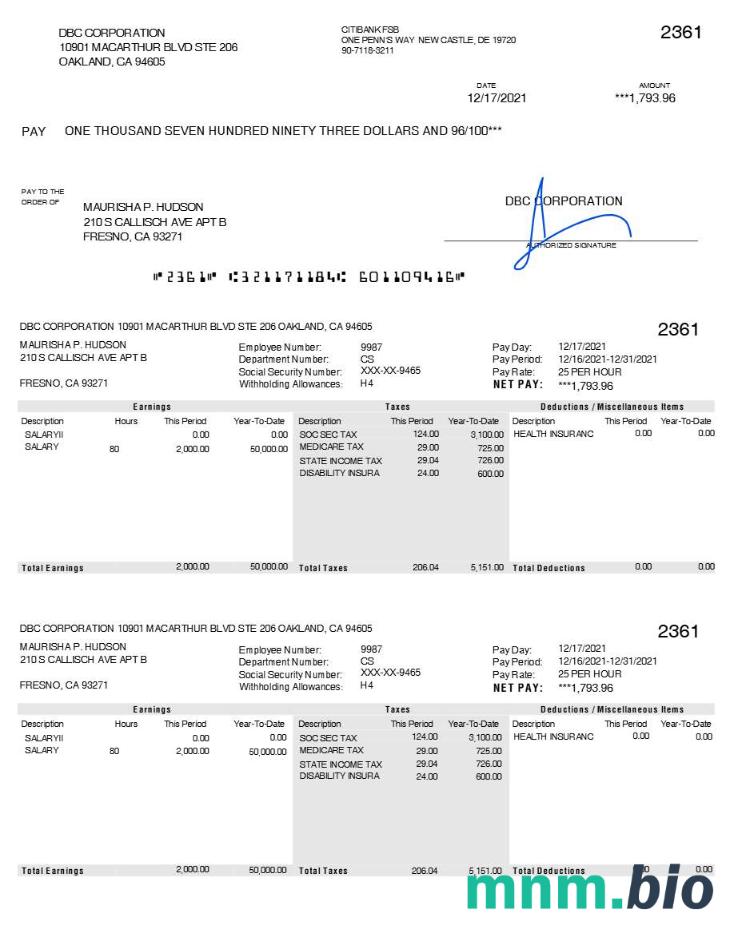 Szablon płatnego odcinka DBC Corporation w formatach Word i PDF